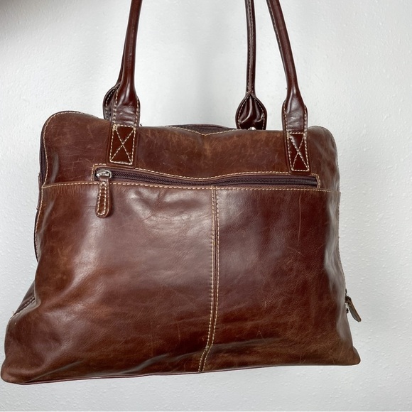 Giana Bernini large leather tote/satchel purse dark brown color | luxury, vintag - Picture 4 of 16
